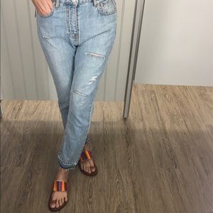 Zara the High Rise Straight Open Hem Jeans
